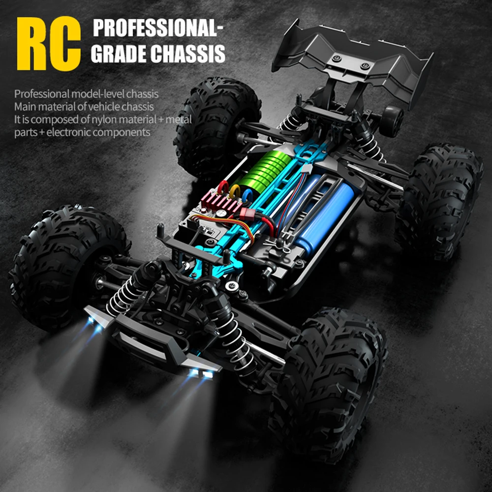 1:16 70KM/H 4WD RC Car With Led Lights 2.4G Radio High Speed Brushless Motor Remote Control Off-Road Cars for Children toys - Image 4