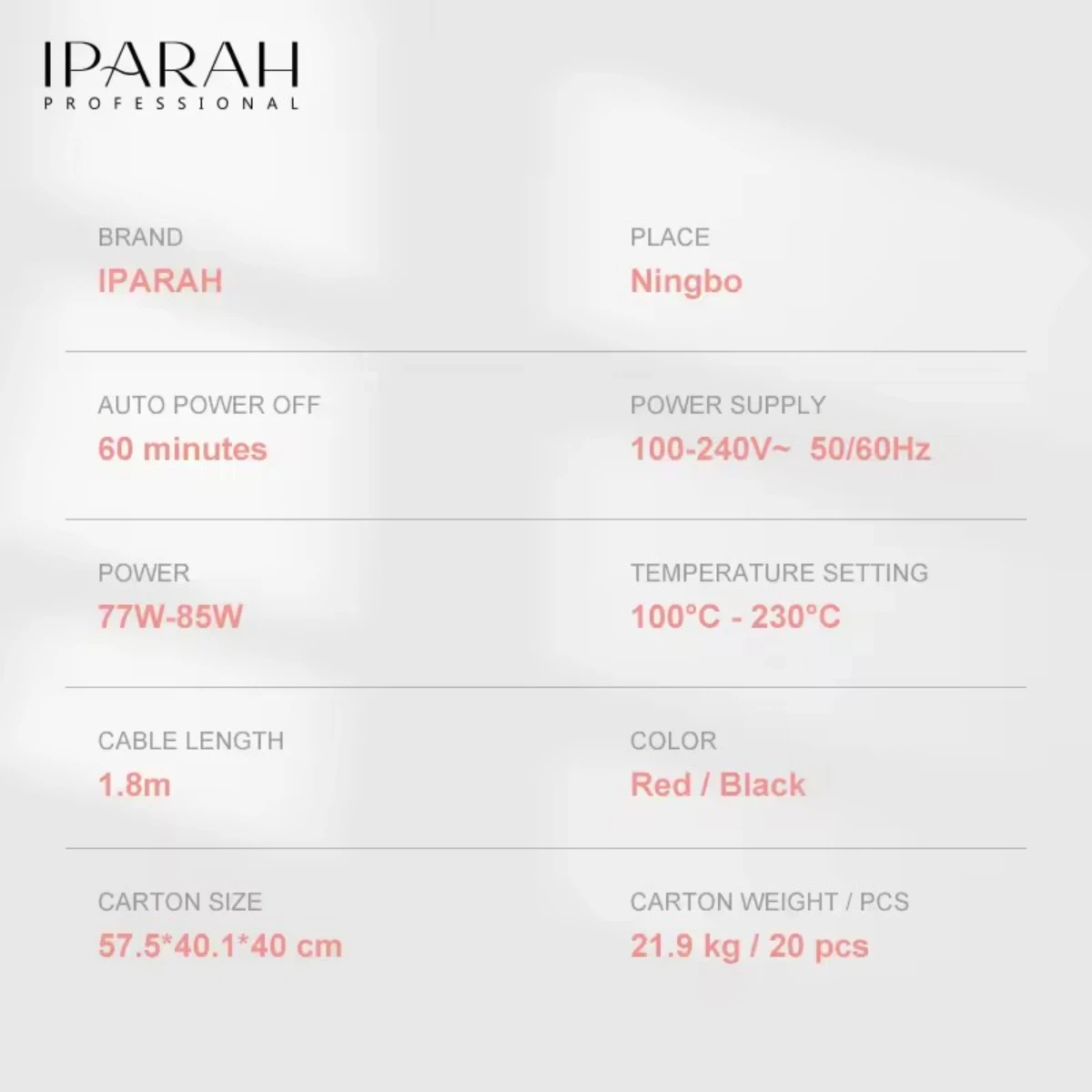 IPARAH Hair Straightener Professional Straightener for Hair Electric Hair Brushes Straightener Curler Wet Dry Salon Tools P-120 - Image 6